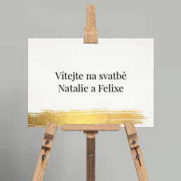 Svadobná uvítacia karta vo formáte A3. Blesková tvorba. - Gold brush
